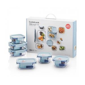 락앤락 더클리어 안심 내열 유리 밀폐용기 선물세트 6종 (직사각3, 정사각3) LNG205S6