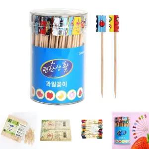 (이라이프) 과일꽂이 300개입 (원형케이스)/꽃요지/과일/꽂이/과일꼬치/이쑤시개/요지/1회용/안주꼬지/과일