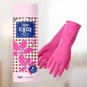 태화 짧은 중 고무장갑 M 10개/다용도/화장실/청소/주부습진/내열/설거지/설겆이/천연/생고무/김장/김치