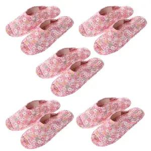 5켤레 1세트 100% 순면 퀼트 면실내화 거실화 슬리퍼 실내화 덧신 천슬리퍼 어린이집 유치원