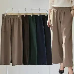 이브바바 여성 겨울 안감 기모 스판 밴딩 와이드 통바지 팬츠 빅사이즈