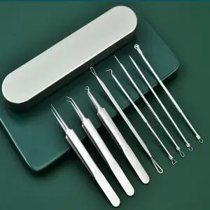 스텐 8종 피지 압출기/블랙헤드/제거기/코/여드름/압출/짜는/기구/쪽집게/족집게/스텐/세트/집개/찝게