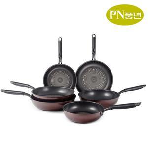 [더비티]PN풍년 IH 인덕션&가스 코팅 프라이팬세트 6종 / 샤르텐프리노 스텐 무쇠팬 웍 볶음팬