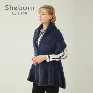 역시즌 특가 진도 쉬본 밍크 숄 -네이비(AW70)