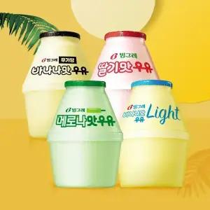 빙그레 단지우유 240ml 12개 바나나맛 무가당 / 메로나맛 / 딸기맛 / 바나나맛 라이트