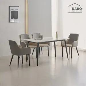 [/착불배송] 퍼스트 1400 포세린 통 세라믹 4인 식탁 세트(식탁+의자4)