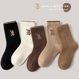 아동양말 4계절양말 래빗인형 중목 5족세트 면양말 유아동양말세트 어린이