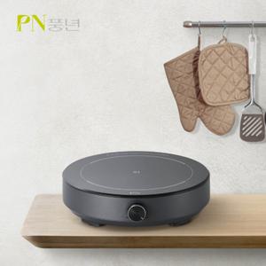 PN풍년 1구 휴대용 미니 원형 인덕션 전기레인지 6단계 온도조절