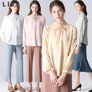 [리스트(LIST)] 스모킹 밴드 타이넥 블라우스 (택가격:118000원)