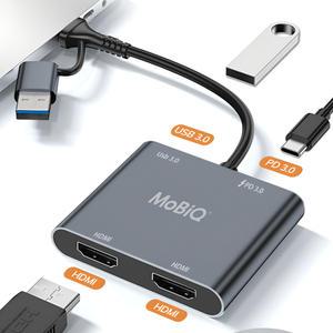 C타입 USB 겸용 멀티허브 HDMI 2포트 C타입 PD고속 충전 USB3.0 맥북 가능 듀얼모니터 지원