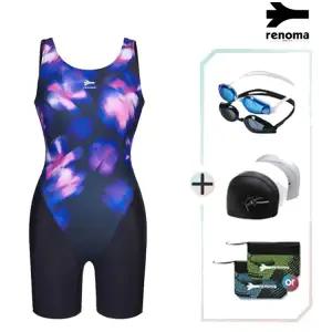 [롯데백화점]레노마 여성 2.5부 워터빅플라워 반신 수영복수경수모세트 LF2E863SET_DG