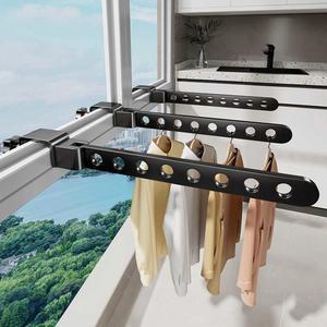 무타공 창틀 빨래건조대 1 봉형 창문형빨래건조대 수건 베란다 옷걸이 벽걸이