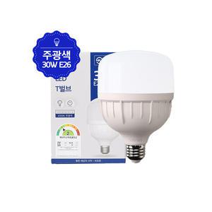 비츠온 LED T벌브 램프30w E26 주광색 흰빛 대형전구 PC글러브 램프