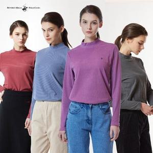 여성 스트라이프 더블 기모 모크넥 4종_