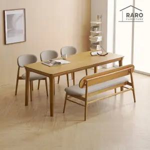 [/착불배송] 보나 1900 고무나무 원목 6인 식탁 세트 메이플 (식탁+의자3+벤치1