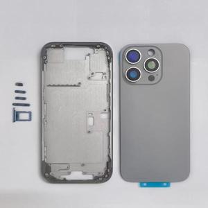 iPhone 16 Pro Max용 OEM 후면 하우징 배터리 도어 유리 커버 + 측면 버튼 Sim 카드 트레이