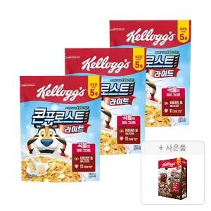 켈로그 콘푸로스트 라이트 530g, 3개 + 증정 (첵스초코 쿠키앤크림 120g, 1개)