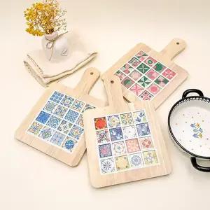 [문구티쳐] 토단 손잡이 원목 타일 냄비 받침 만들기 1인세트 (3종택1) DIY 차컵받침대 타일공예 작품만들기 인테리어소품