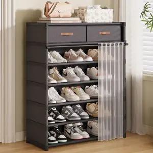 땡스리빙 수납형 신발장 커튼형 서랍 정리대 6단 7단
