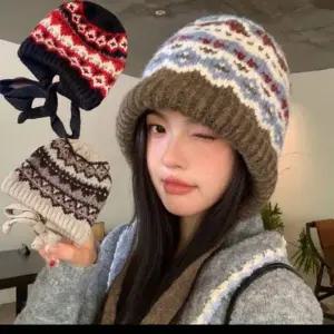 [콩심팥심]니트 헤어끈 여성 비니 모자 가을 겨울