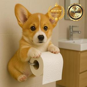 벽걸이 화장지 강아지 모양 디자인 재미있는 3D 프린팅 수건 랙 욕실 조형물