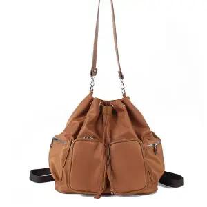 여성 대학생 스타일 투포켓 카고 조리백 검은색 백팩