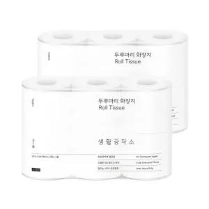 [생활공작소] 두루마리 화장지 27m x 6롤 x 2개