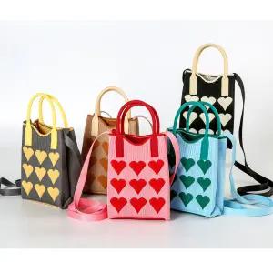 BR24 컬러하트 니트백 미니 여성크로스백 핸드폰 토트