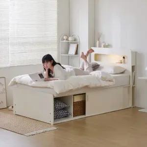 휴먼앤퍼니처 밀러 LED 슬라이딩 빅수납 침대 프레임 SS