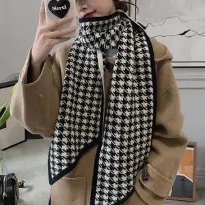 패션 여성 겨울 하운드투스 체크 니트 머플러 목도리 니트목도리 방한용품 스카프 니트머플러