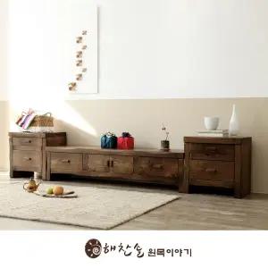 해찬솔 소나무 통원목 전통거실장(1800본장+2단장+2단장) /사이즈변경 주문제작 가능