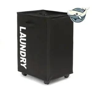 슬림 블랙 빨래 수납 바구니 바퀴달린 세탁 빨래 통 다용도바구니 슬림 이동 세탁물 수거함