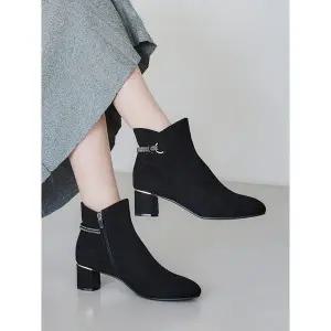 [하프클럽/무크]여화 글레즈 크리스탈 앵클부츠 스웨이드 2colors