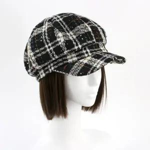 [hat'scompany]체크 스팽글 헌팅캡 베레모 여성 겨울 국산 빵모자 뉴스보이캡 챙 캡 모자