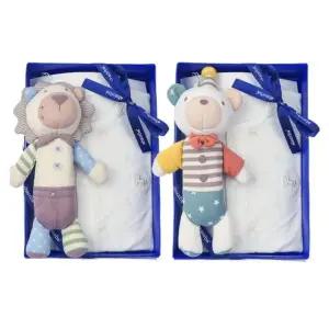 [갤러리아] (쌍둥이말띠출산,백일,신생아내의세트)호싱우주복두벌+사자,곰돌딸랑이(A11-1060SET)