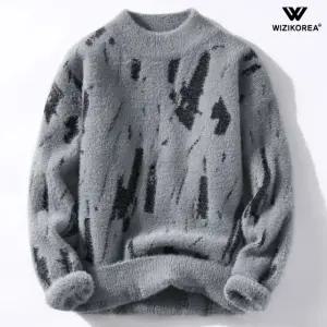 남성 패턴 터틀넥 올 니트 가을 겨울 하이넥 따뜻한 스웨터 WI013N