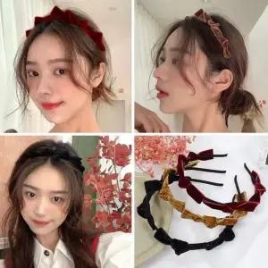 [콩심팥심]여성 귀여운 리본 벨벳 머리띠 헤어밴드 3컬러