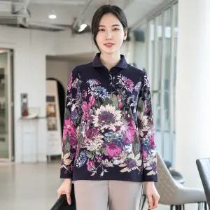 [모슬린]엄마옷 플라워 겉기모 카라 티셔츠 515FGH771 마담중년여성빅사이즈50대60대