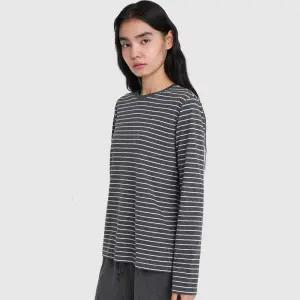 JAJU/자주 여 스마트 코튼 라운드넥 긴팔 라운지 티셔츠 4종택1