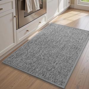 PADOOR 주방용 러그 미끄럼 방지 세척 가능 바닥용 고흡수성 주방 바닥 매트 고무 백킹 러너 싱크대 편안한 스탠딩 20인치 x32 그레이