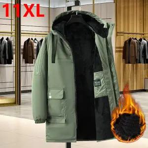 빅사이즈 남자 8XL 남성용 플러스 사이즈 재킷 두꺼운 트렌디 추위 방지 포켓 의류 후드 파카 170kg 11xl 1