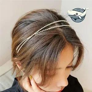 여성용 큐빅 장식 머리띠 우아한 스트랩