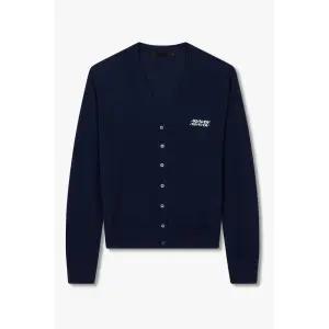 VOICE OF VOICES 로고자수 브이넥 가디건 - 다크 네이비