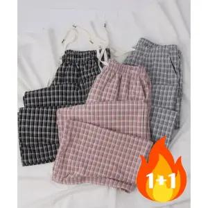 2장 핑크룩 기모체크 수면바지 남녀공용 빅사이즈 잠옷바지
