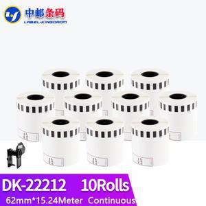 일반 DK-22212 합성지 라벨, 브라더 열 프린터 연속 호환, 리필 롤 10 개, 62mm x 15.24M