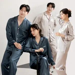 [토토와모모]실크 잠옷 커플 파자마 신혼부부 결혼 선물 남자 여성 커플템_P343803367