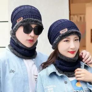 심플 모던 보온 방한 양털 기모 안감 비니 넥워머 원샷 세트 클래식 융털 워머 털모자