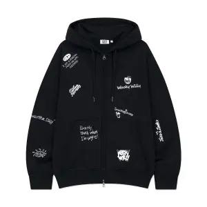 매장정품 와키윌리 WACKYWILLY WACKY WILLY 키키 올오버 그래피티 후드집업 블랙 WA2501HZ14BK 702460