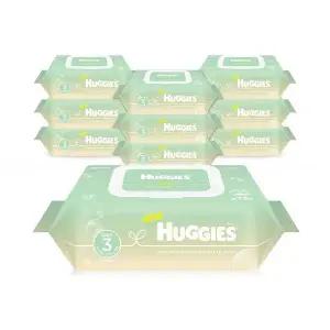 하기스 퓨어그린 아기물티슈 캡형 55g 72매 10개