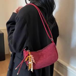 여성 투웨이백 반달 미니백 수술키링 포인트 가방 크로스백 숄더백 겨울 비치백 호보백 커플